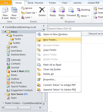 how to create new inbox folder outlook 2013 how to create new inbox folder outlook 2013