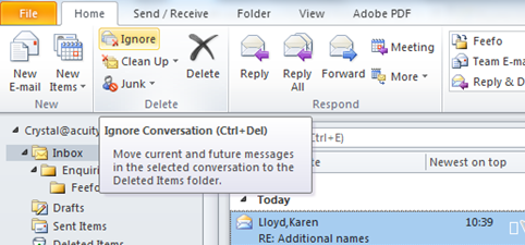 How to Ignore a Conversation in Outlook - Acuity Training