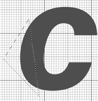 Selection of part of the C Letter to be moved