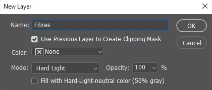 Shows the new fibres layer being created and options