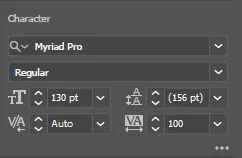 Image of the character options in Illustrator