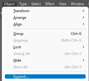 Where to find the Object > Expand Option