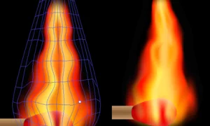 Flame with appropriate colouring and correct points