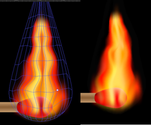 Flame with appropriate colouring and correct points