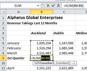 autosum 2 Excel 2010
