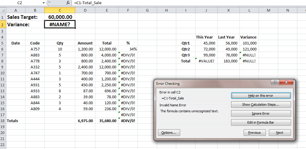 error checking box