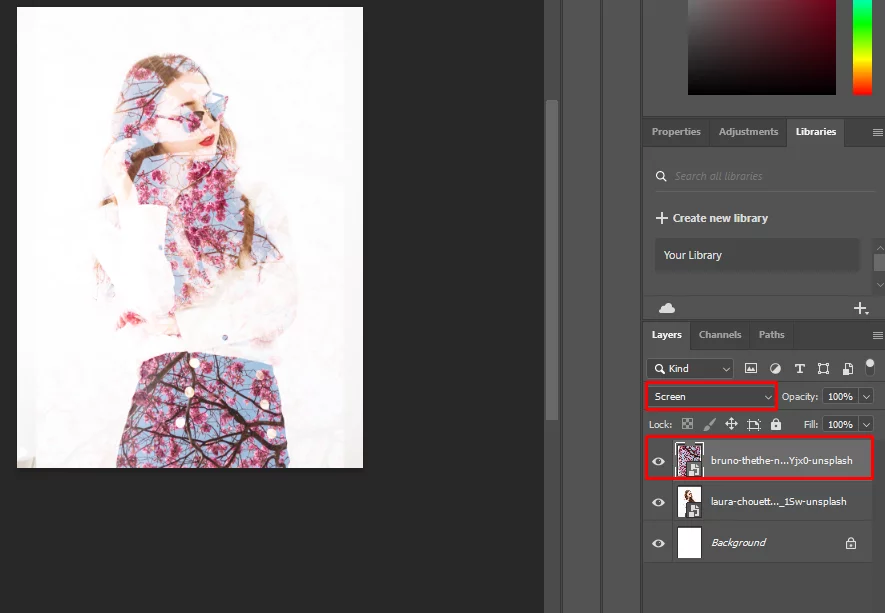 Picture of the new layer on top with the transparency applied