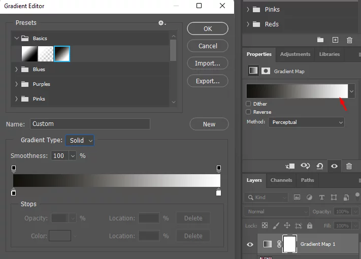 Shows how to apply the gradient settings as desired