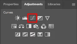 Shows how to find the adjustment curve layer