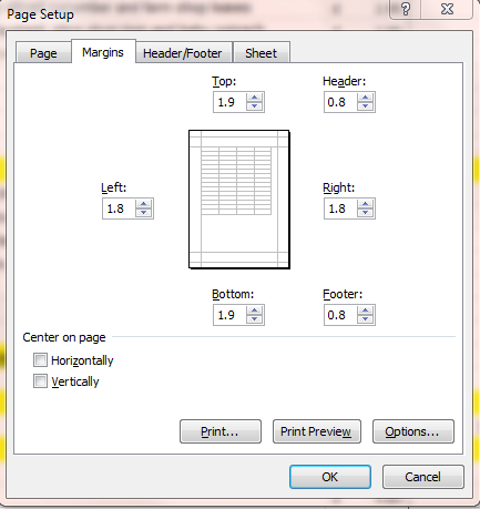 page set-up custom