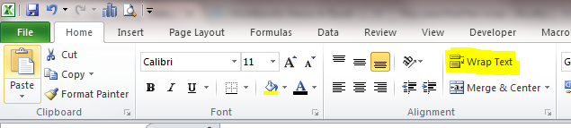 wrap text