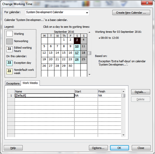 Additional Changing Working Time Screenshot in Microsoft Project