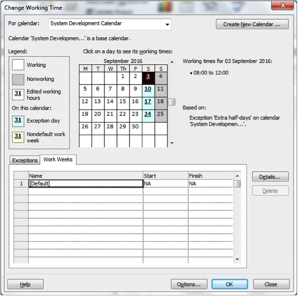Additional Changing Working Time Screenshot in Microsoft Project