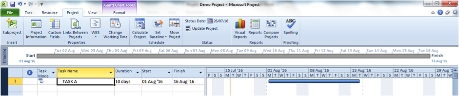 Gantt chart in Microsoft Project