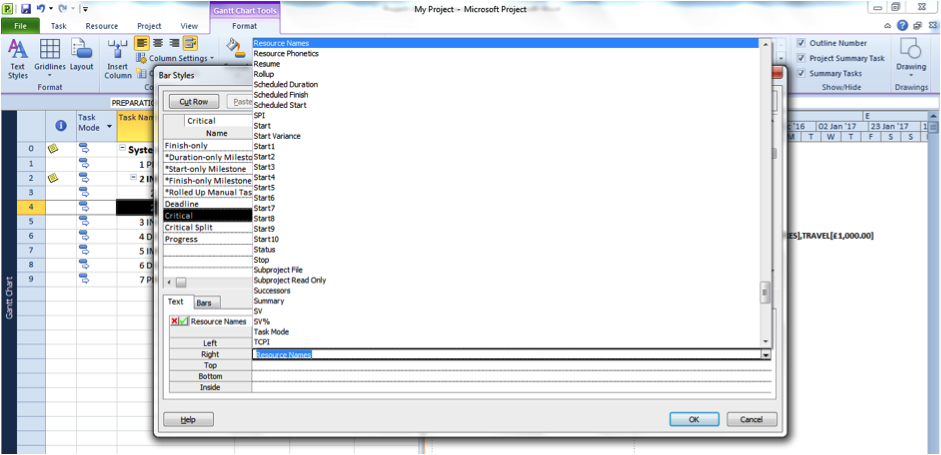 Screenshot of viewing assigned resources in Microsoft Project 2010