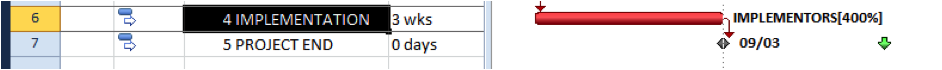 Screengrab of resource allocation in Microsoft Project