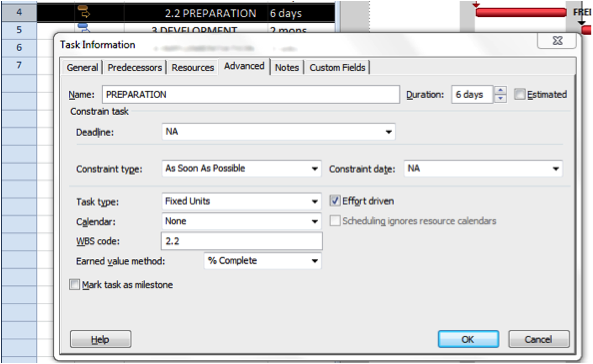 Accessing Task type through the Task Information dialogue box in Microsoft Project