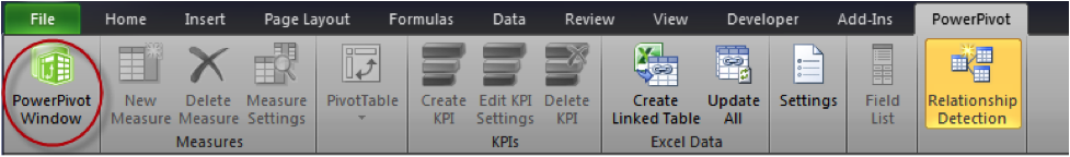 Ch 1 - 3 - Excel PowerPivot Main Window