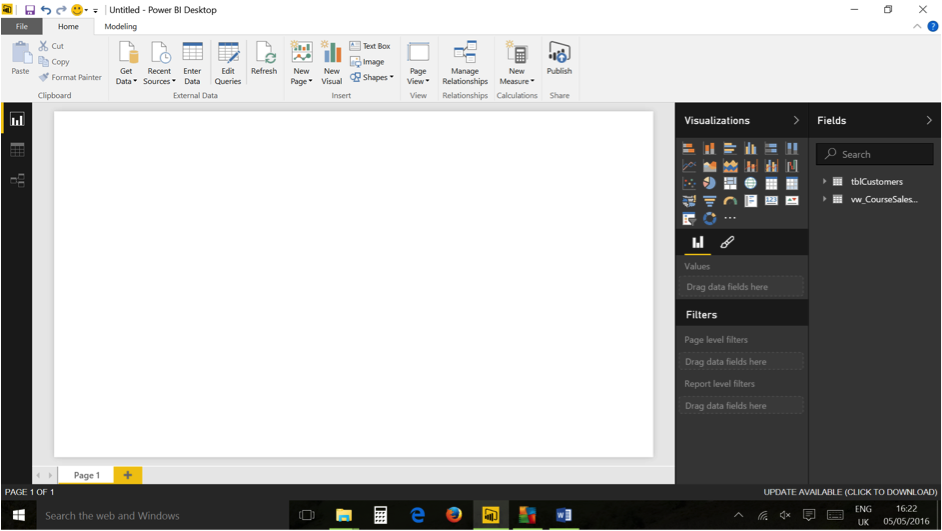 Ch 1 - 5 - Excel Power BI - Opening Window