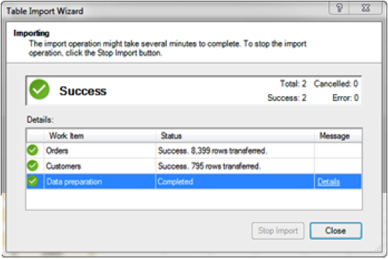 Ch 2 - 6 - Excel PowerPivot Table Import Wizard Final Screen