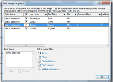 tabular structure that mail merge requires tabular structure that mail merge requires