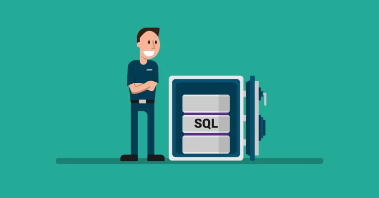 Man looking at SQL database stored safely in a safe