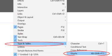 Selecting Glyph From InDesign Menu