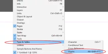 Selecting Glyph From InDesign Menu