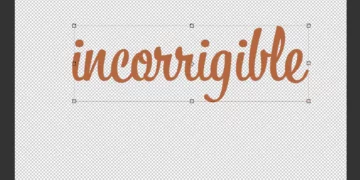 Stretching text using free transform in Adobe Photoshop window