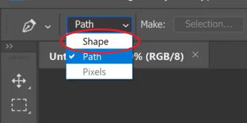 Selecting Shape Option