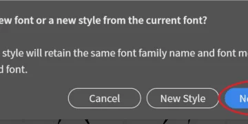 Creating New Font Confirm Window