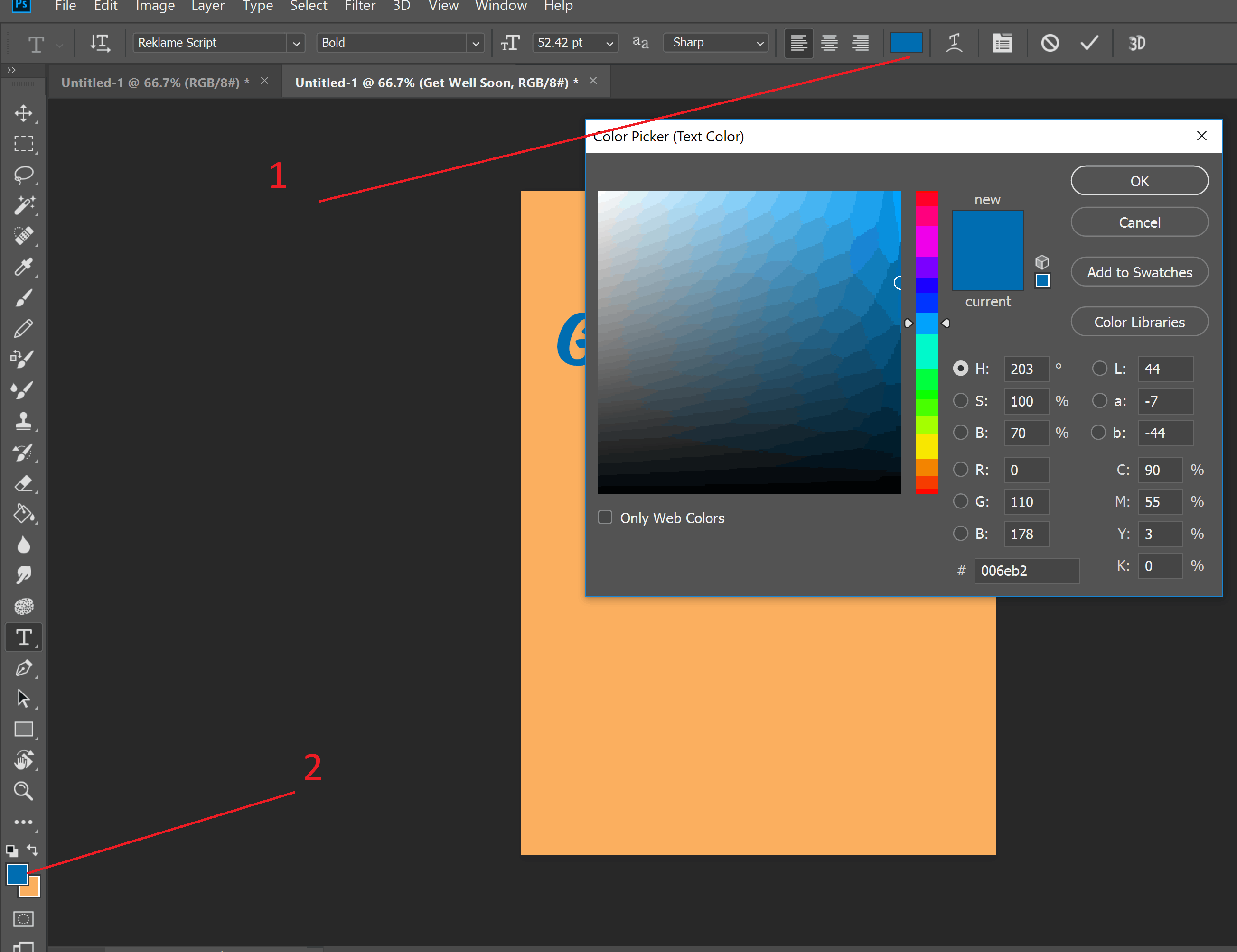 Adjusting The Foreground Colour In Photoshop