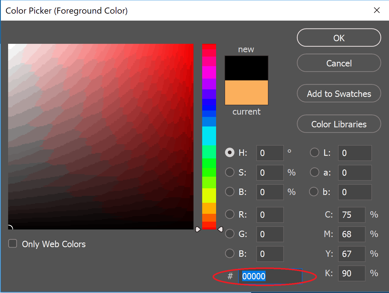 The Colour Picker Screen In Photoshop