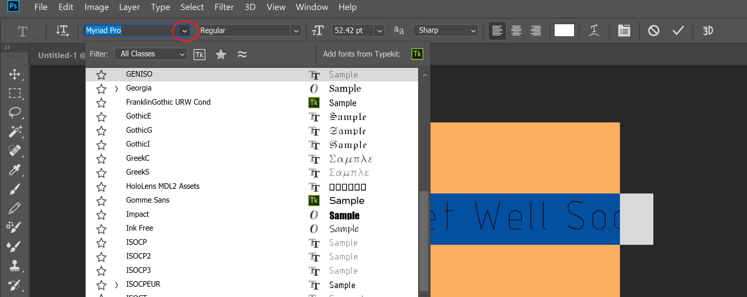 Selecting A Font In Photoshop