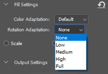Choosing Rotation Adaptation in Fill Settings