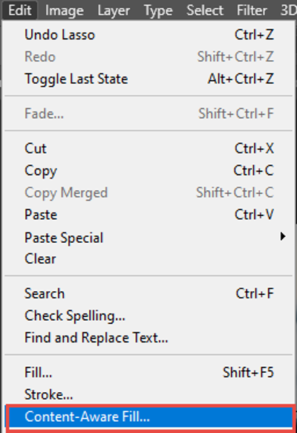 Selecting Content-Aware Mode In Photoshop CC 2020