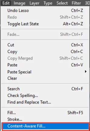 Selecting Content-Aware Mode In Photoshop CC 2020
