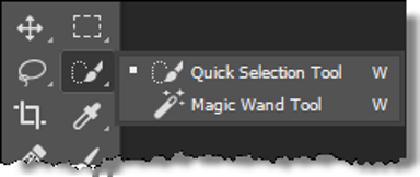 Screenshot Of Selecting The Quick Selection Tool and the Maginc Wand Tool