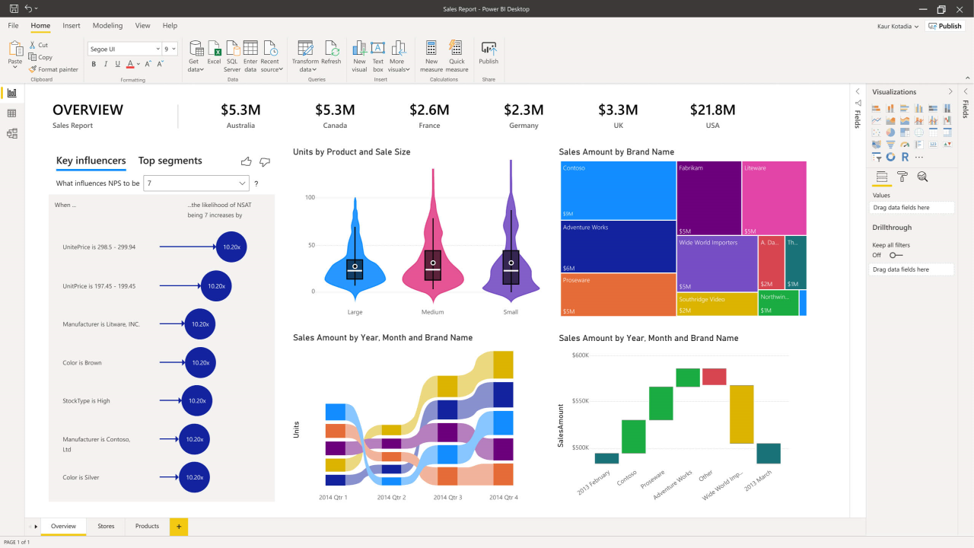 Power BI Screenshot - Example Visual Showing Dashboard