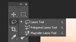 The lasso tools in the toolbar