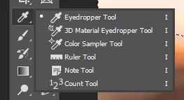 The eyedropper tools in the toolbox