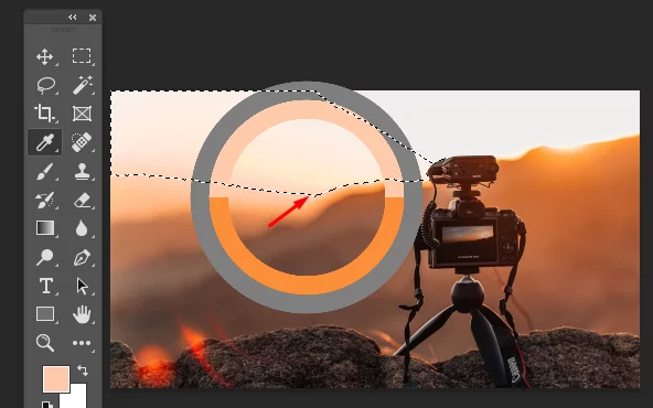 Example of the eyedropper tool picking up colors from the image