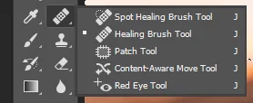 Healing Brush Tools in the toolbar