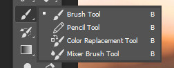 Brush tools in the toolbar
