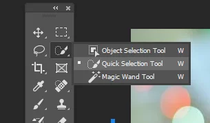 Quick selection tool in the toolbar