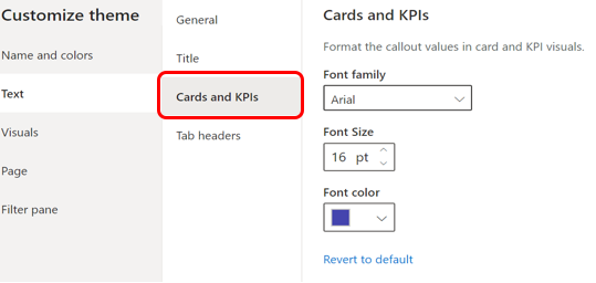 Selecting font and text options for dashboards