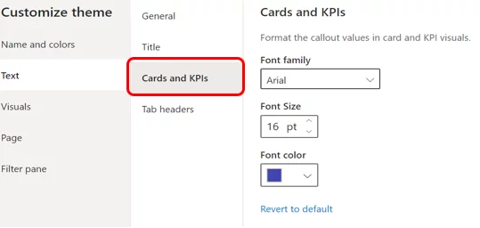 Selecting font and text options for dashboards