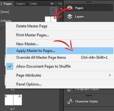 Selecting Apply Master To Pages
