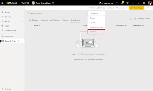 Creating A New Dataflow