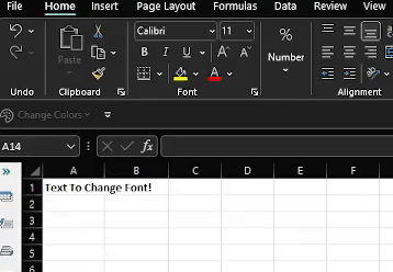 Change Font for a cell in Excel